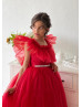 Red Tulle Flower Girl Dress Christmas Party Dress